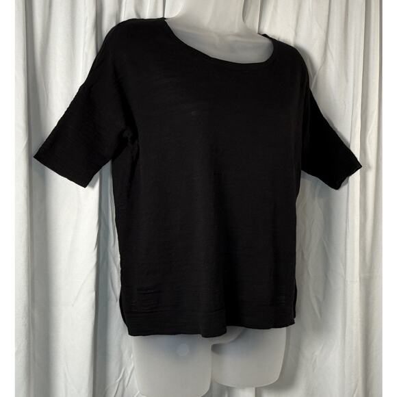 Ann Taylor Loft Cotton Blend Hi-Low Top Black S Casual Breathable 88-09 - Picture 2 of 12